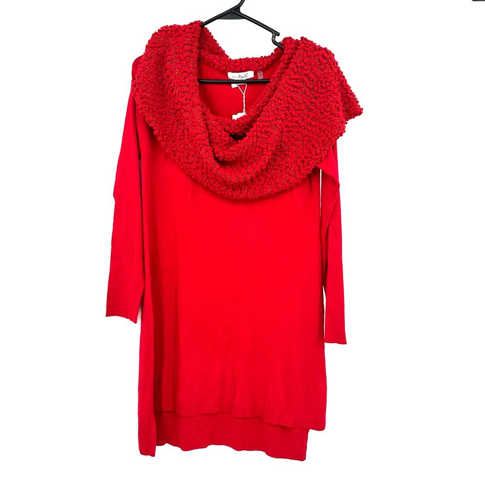 Simply Noelle Sz S/M 8-10 Sweater Red Chunky Knit Cowl Neck Off The Shoulder NWT